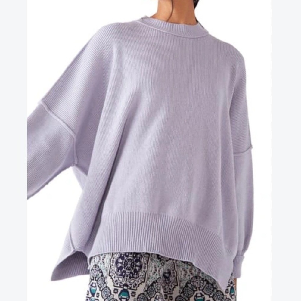 Free People Easy Street Tunic Medium Ice Lavender Oversized Ribbed Baggy Comfy